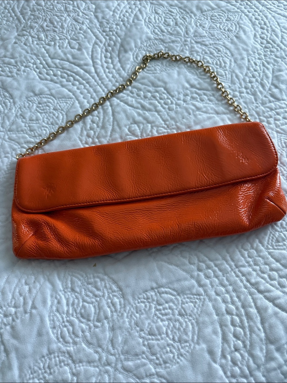 HOBO Orange Leather Chain-Handle Clutch
